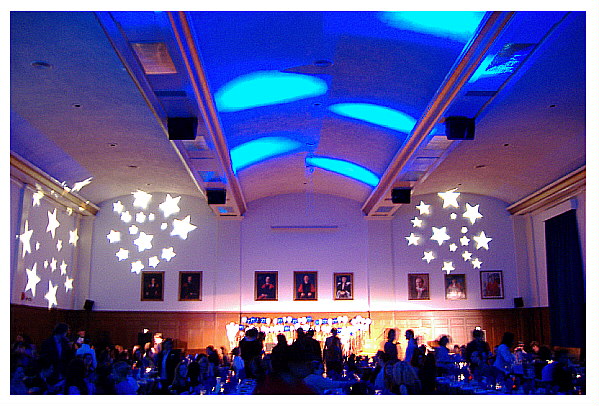 (Image: Hall in Blue with White Star Projections)