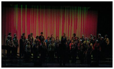 (Image: The ScotianAires in Red with Pink and Green on the
  Back Curtain)