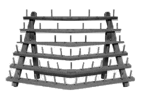 (Image Left: Stand-Alone, Wooden Peg Rack)